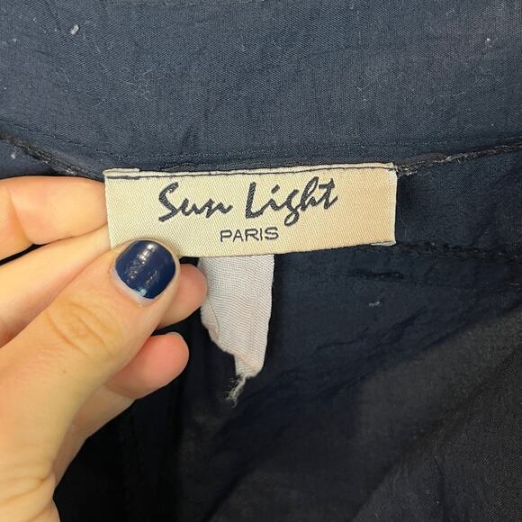 SUN LIGHT Paris Artsy Zip Fly Wide Leg Cropped Pants Lightweight Black EST S XS - Picture 3 of 9